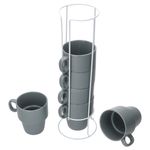 6er Set Kaffeebecher mit Ständer Stata Vessia Grau Porzellan - 11801_Bild_2
