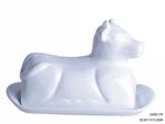 Porzellan Butterdose weiß in Kuhform - 24302175