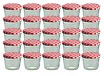 25er Set Sturzglas 230 ml Marmeladenglas Einmachglas Einweckglas To 82 rot karierter Deckel incl. Diamant-Zucker Gelierzauber Rezeptheft_Bild_1