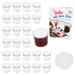25er Set Sturzglas 125 ml Marmeladenglas Einmachglas Einweckglas To 66 weißer Deckel incl. Diamant-Zucker Gelierzauber Rezeptheft_Bild_1