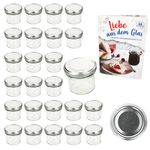 25er Set Sturzglas 125 ml Marmeladenglas Einmachglas Einweckglas To 66 silberner Deckel incl. Diamant-Zucker Gelierzauber Rezeptheft_Bild_2