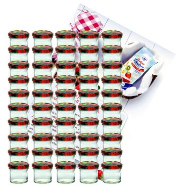 50er Set Sturzglas 125 ml Marmeladenglas Einmachglas Einweckglas To 66 Obst Dekor Deckel incl. Diamant-Zucker Gelierzauber Rezeptheft_Bild_3