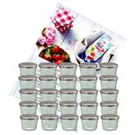 25er Set Sturzglas 230 ml Marmeladenglas Einmachglas Einweckglas To 82 silberner Deckel incl. Diamant-Zucker Gelierzauber Rezeptheft_Bild_1