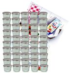 50er Set Sturzglas 230 ml Marmeladenglas Einmachglas Einweckglas To 82 silberner Deckel incl. Diamant-Zucker Gelierzauber Rezeptheft_Bild_1