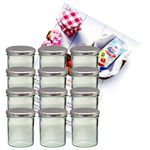 12er Set Sturzglas 350 ml Marmeladenglas Einmachglas Einweckglas To 82 silberner Deckel incl. Diamant-Zucker Gelierzauber Rezeptheft_Bild_1