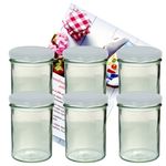 6er Set Sturzglas 435 ml Marmeladenglas Einmachglas Einweckglas To 82 weißer Deckel incl. Diamant-Zucker Gelierzauber Rezeptheft_Bild_3