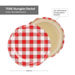 50er Set Deckel To 66 rot kariert passend für 125ml Gläser incl. Diamant-Zucker Gelierzauber Rezeptheft_Bild_2