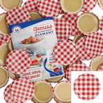 50er Set Deckel To 66 rot kariert passend für 125ml Gläser incl. Diamant-Zucker Gelierzauber Rezeptheft_Bild_1