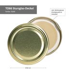 50er Set Deckel To 66 uni gold passend für 125ml Gläser incl. Diamant-Zucker Gelierzauber Rezeptheft_Bild_2