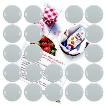 20er Set Deckel To 66 weiß passend für 125ml Gläser incl. Diamant-Zucker Gelierzauber Rezeptheft_Bild_2