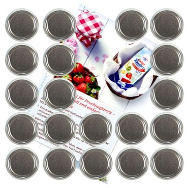 20er Set Deckel To 66 silber passend für 125ml Gläser incl. Diamant-Zucker Gelierzauber Rezeptheft_Bild_2