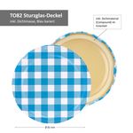 50er Set Deckel To 82 blau kariert passend für 230ml / 350ml / 435ml Gläser incl. Diamant-Zucker Gelierzauber Rezeptheft_Bild_2