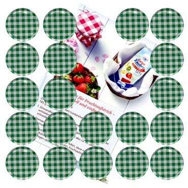 20er Set Deckel To 82 grün kariert passend für 230ml / 350ml / 435ml Gläser incl. Diamant-Zucker Gelierzauber Rezeptheft_Bild_2