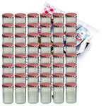 48er Set Sturzglas 435 ml Marmeladenglas Einmachglas Einweckglas To 82 rot karierter Deckel incl. Diamant-Zucker Gelierzauber Rezeptheft_Bild_1