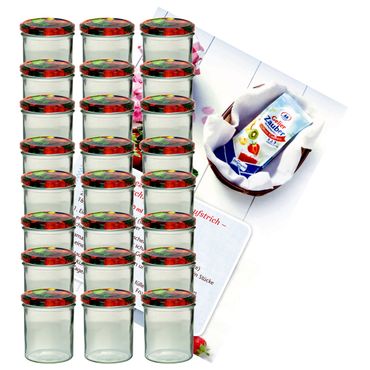 24er Set Sturzglas 350 ml Marmeladenglas Einmachglas Einweckglas To 82 Obst Deckel incl. Diamant-Zucker Gelierzauber Rezeptheft_Bild_2