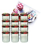 12er Set Sturzglas 350 ml Marmeladenglas Einmachglas Einweckglas To 82 Obst Deckel incl. Diamant-Zucker Gelierzauber Rezeptheft_Bild_2