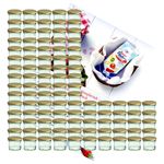 100er Set Sturzglas 125 ml Marmeladenglas Einmachglas Einweckglas To 66 goldener Deckel incl. Diamant-Zucker Gelierzauber Rezeptheft_Bild_1