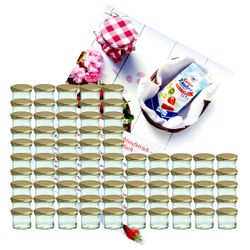 sturzglas-125-ml-gelier-gold-75.jpg 75er Set Sturzglas 125 ml Marmeladenglas Einmachglas Einweckglas To 66 goldener Deckel incl. Diamant-Zucker Gelierzauber Rezeptheft_Bild_2