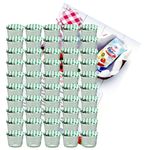 50er Set Sturzglas 230 ml Marmeladenglas Einmachglas Einweckglas To 82 grün karierter Deckel incl. Diamant-Zucker Gelierzauber Rezeptheft_Bild_2