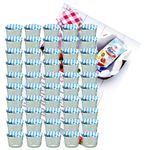 50er Set Sturzglas 230 ml Marmeladenglas Einmachglas Einweckglas To 82 blau karierter Deckel incl. Diamant-Zucker Gelierzauber Rezeptheft_Bild_1