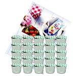 25er Set Sturzglas 230 ml Marmeladenglas Einmachglas Einweckglas To 82 grün karierter Deckel incl. Diamant-Zucker Gelierzauber Rezeptheft_Bild_1