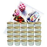 25er Set Sturzglas 230 ml Marmeladenglas Einmachglas Einweckglas To 82 goldener Deckel incl. Diamant-Zucker Gelierzauber Rezeptheft_Bild_1