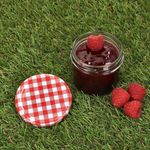 25er Set Sturzglas 125 ml Marmeladenglas Einmachglas Einweckglas To 66 rot karierter Deckel incl. Diamant-Zucker Gelierzauber Rezeptheft_Bild_3