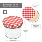 25er Set Sturzglas 125 ml Marmeladenglas Einmachglas Einweckglas To 66 rot karierter Deckel incl. Diamant-Zucker Gelierzauber Rezeptheft_Bild_6