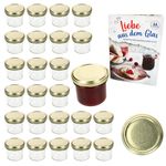 25er Set Sturzglas 125 ml Marmeladenglas Einmachglas Einweckglas To 66 goldener Deckel incl. Diamant-Zucker Gelierzauber Rezeptheft_Bild_1