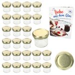 25er Set Sturzglas 125 ml Marmeladenglas Einmachglas Einweckglas To 66 goldener Deckel incl. Diamant-Zucker Gelierzauber Rezeptheft_Bild_2