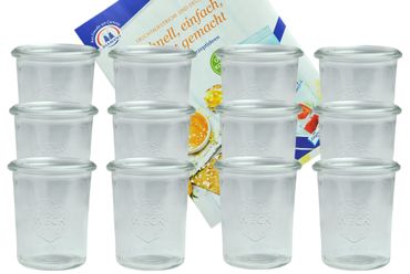 12er Set Weck Gläser 160 ml Sturzgläser incl. Diamant-Zucker Gelierzauber Rezeptheft_Bild_2