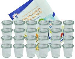 140deckel24.jpg 24er Set Weck Gläser 140 ml Sturzgläser mit 24 Glasdeckeln incl. Diamant-Zucker Gelierzauber Rezeptheft_Bild_2