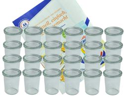 160deckel24.jpg 24er Set Weck Gläser 160 ml Sturzgläser mit 24 Glasdeckeln incl. Diamant-Zucker Gelierzauber Rezeptheft_Bild_3