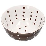 Salatschüssel braun weiß gepunktet 23cm - große handgefertige Schale / Schüssel aus Steingut_Bild_2