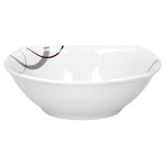 2cm - kleine Schale / Schüssel aus weißem Porzellan mit Dekor-Kreisen in grau und dunkelrot_Bild_3