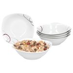 2cm - kleine Schale / Schüssel aus weißem Porzellan mit Dekor-Kreisen in grau und dunkelrot_Bild_1