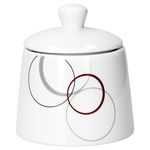 2tlg. Set Zuckerdose 28cl & Milchkännchen 23cl Palazzo mit Dekor-Kreisen in grau und dunkelrot_Bild_4
