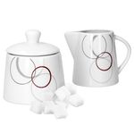 2tlg. Set Zuckerdose 28cl & Milchkännchen 23cl Palazzo mit Dekor-Kreisen in grau und dunkelrot_Bild_1