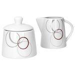2tlg. Set Zuckerdose 28cl & Milchkännchen 23cl Palazzo mit Dekor-Kreisen in grau und dunkelrot_Bild_2