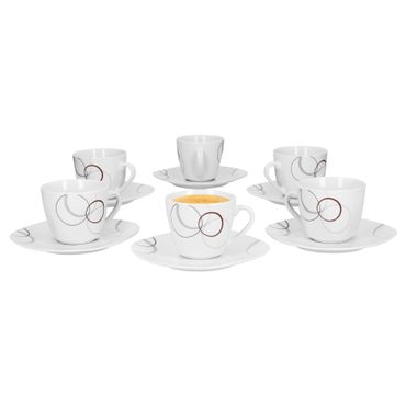 5cm Palazzo - aus weißem Porzellan mit Dekor-Kreisen in grau und dunkelrot_Bild_1