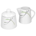 Set Zuckerdose 28cl & Milchkännchen 23cl Donna - weißes Porzellan mit Liniendekor 2-teilig_Bild_1