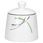 Set Zuckerdose 28cl & Milchkännchen 23cl Donna - weißes Porzellan mit Liniendekor 2-teilig_Bild_3