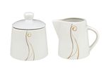 2tlg. Set Zuckerdose 28cl & Milchkännchen 23cl Granada - weißes Porzellan mit Linien- Dekor in beige und braun_Bild_3