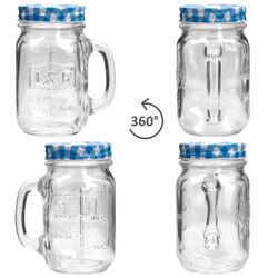 04-Werner-Voss-Smoothie-Glas-Becher-mit-Henkel-Strohhalm-blau-360-Grad-Ansicht.jpg 5 Liter Trinkbecher / Trinkglas mit Relief _Bild_6