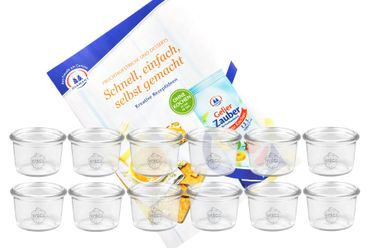 12er Set Weck Gläser 80ml Sturzgläser inkl. Gelierzauber Rezeptheft von Diamantzucker_Bild_3