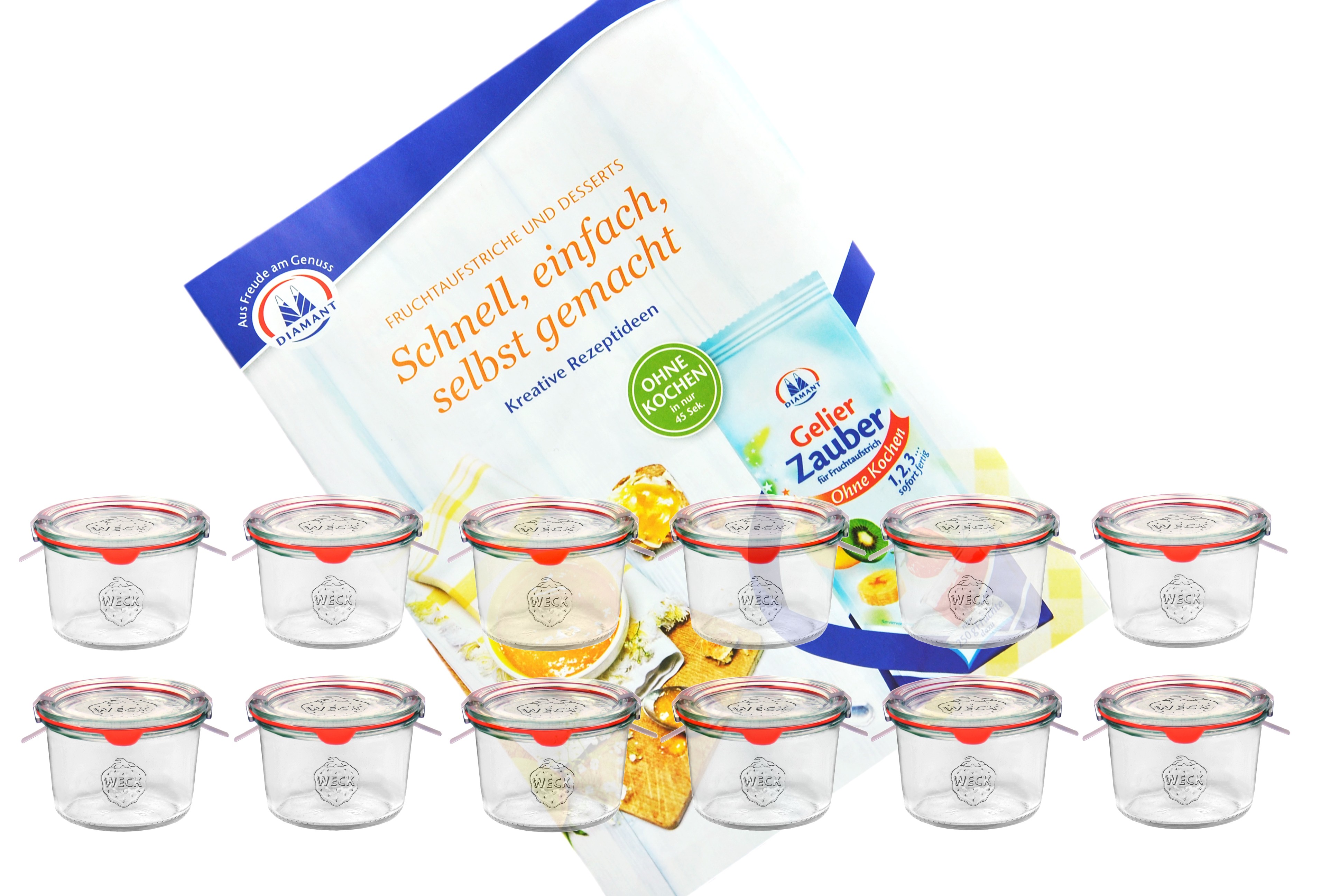 12er Set Weck Gläser 80ml Sturzgläser mit 12 Glasdeckeln, 12