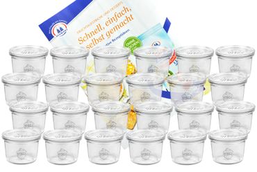 24er Set Weck Gläser 80ml Sturzgläser mit 24 Glasdeckeln inkl. Gelierzauber Rezeptheft von Diamantzucker_Bild_5