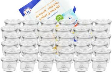 36er Set Weck Gläser 80ml Sturzgläser mit 36 Glasdeckeln inkl. Gelierzauber Rezeptheft von Diamantzucker_Bild_5