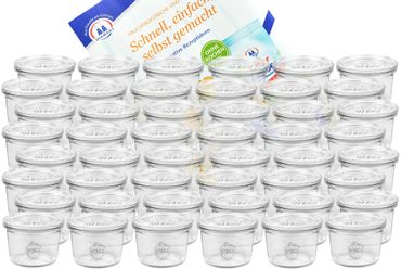 48er Set Weck Gläser 80ml Sturzgläser mit 48 Glasdeckeln inkl. Gelierzauber Rezeptheft von Diamantzucker_Bild_5