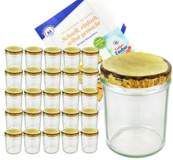 25er.jpg 25er Set Sturzglas 435 ml Marmeladenglas Einmachglas Einweckglas To 82 Holzdekor Deckel incl. Diamant-Zucker Gelierzauber Rezeptheft_Bild_5